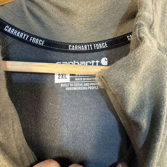 Carhartt Force Mens 2XL Quarter Zip Pullover Long Sleeve Work Shirt Olive Green - Picture 5 of 5